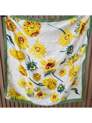 Nes Design Papatya Desenli Fular (70X70)