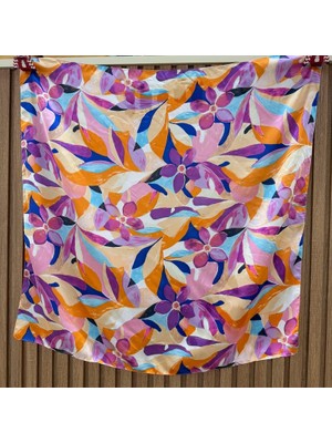 Nes Design Mor Çiçek Fular (70X70)