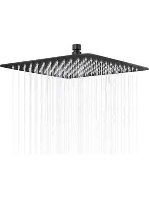 1001 Tepe Duş Başlığı Kare Slim 304 Metal 40X40 cm (Mat Siyah)