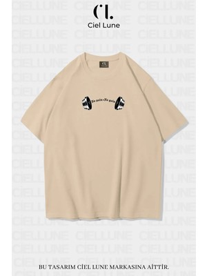 Mondschein Unisex Kadın Erkek No Rain No Gain Baskılı Özel Tasarım Oversize T-Shirt