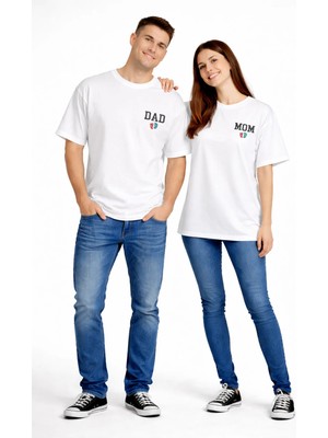Mondschein Anne Baba Kombini Mom Dad Baskılı Çift Tişört Oversize Unisex 2’li Set
