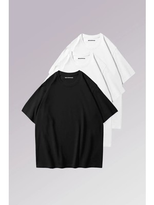 Mondschein Erkek 2 Beyaz 1 Siyah %100 Pamuklu 3’lü T-Shirt Paketi