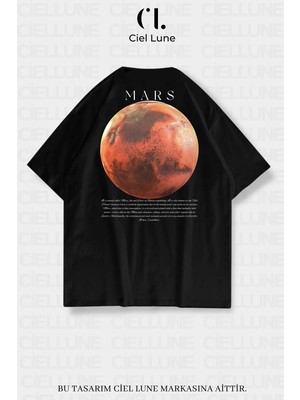 Mondschein Unisex Kadın Erkek Mars Baskılı Özel Tasarım Oversize T-Shirt