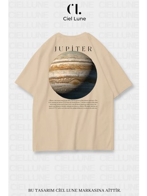 Mondschein Unisex Kadın Erkek Jupiter Baskılı Özel Tasarım Oversize T-Shirt