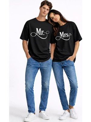 Mondschein Evgili Kombini Mr Mrs Yüzük Detaylı Çift Tişört Nişan Söz Partner Kombin Seti