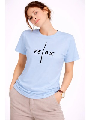 Mondschein Kadın Tişört Basic Minimal Baskılı Relax Yazılı Günlük Rahat Pamuklu