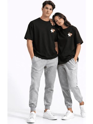 Mondschein Sevgili Kombini Ayıcık Baskılı Çift Tişört Oversize Unisex Partner Kombin Seti