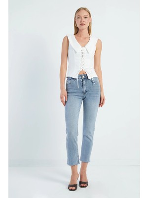 FullaModa Kesik Paça Mom Jean
