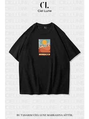 Mondschein Unisex Kadın Erkek Morocco Baskılı Özel Tasarım Oversize T-Shirt