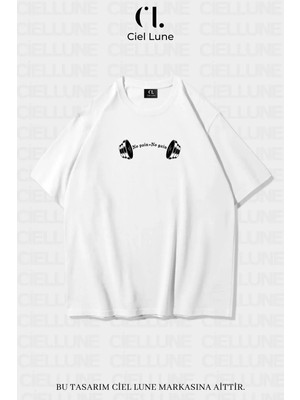 Mondschein Unisex Kadın Erkek No Rain No Gain Baskılı Özel Tasarım Oversize T-Shirt