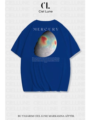 Mondschein Unisex Kadın Erkek Merkür Baskılı Özel Tasarım Oversize T-Shirt
