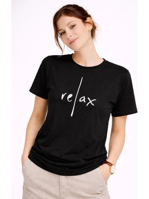Mondschein Kadın Tişört Basic Minimal Baskılı Relax Yazılı Günlük Rahat Pamuklu