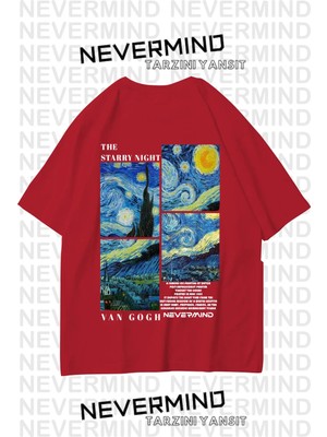 Mondschein Unisex Van Gogh Baskılı Oversize Tshirt