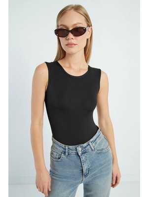 FullaModa Basic Bisiklet Yaka Çıtçıtlı Body