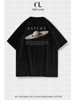 Mondschein Unisex Kadın Erkek Saturn Baskılı Özel Tasarım Oversize T-Shirt