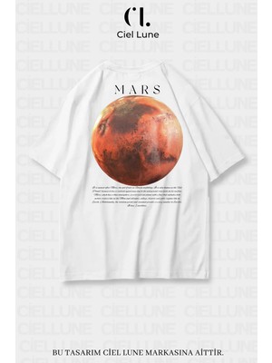Mondschein Unisex Kadın Erkek Mars Baskılı Özel Tasarım Oversize T-Shirt