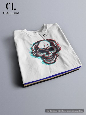 Mondschein Unisex Skull Glich Özel Tasarım - Oversize T-Shirt