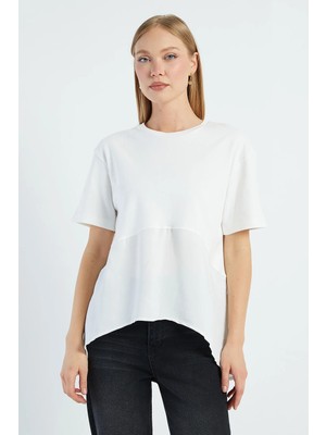 FullaModa Basic Arkası Uzun Oversize Tişört