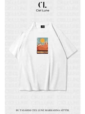 Mondschein Unisex Kadın Erkek Morocco Baskılı Özel Tasarım Oversize T-Shirt