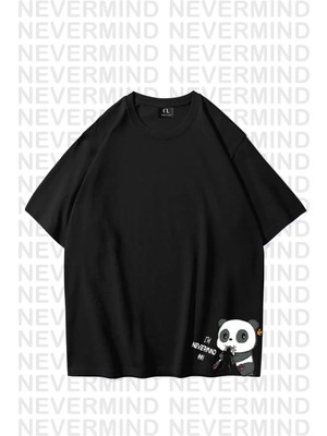 Mondschein Unisex Kadın Erkek Mndsches Panda Özel Tasarım Baskılı Oversize Tshirt