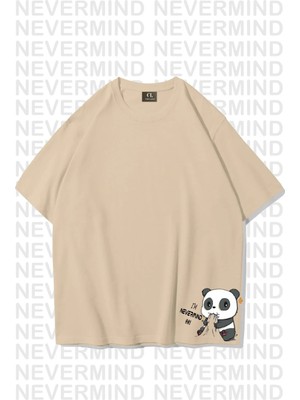 Mondschein Unisex Kadın Erkek Mndsches Panda Özel Tasarım Baskılı Oversize Tshirt