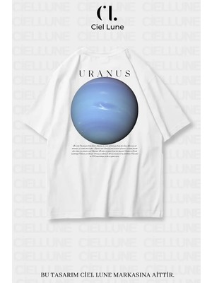 Mondschein Unisex Kadın Erkek Uranüs Baskılı Özel Tasarım Oversize T-Shirt