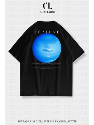 Mondschein Unisex Kadın Erkek Neptün Baskılı Özel Tasarım Oversize T-Shirt