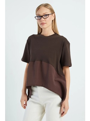 FullaModa Basic Arkası Uzun Oversize Tişört