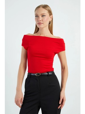 FullaModa Basic Madonna Yaka Slim Fit Bluz