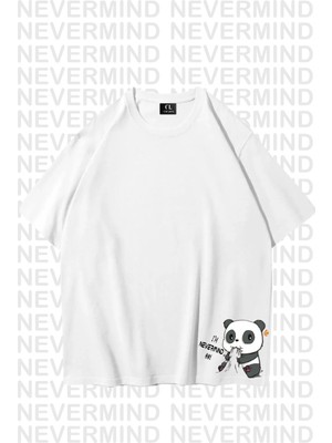 Mondschein Unisex Kadın Erkek Mndsches Panda Özel Tasarım Baskılı Oversize Tshirt