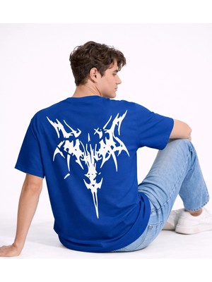 Mondschein Oversize Erkek Tişört Arkası Baskılı Streetwear Siyah Grafik Back Print Unisex T-Shirt