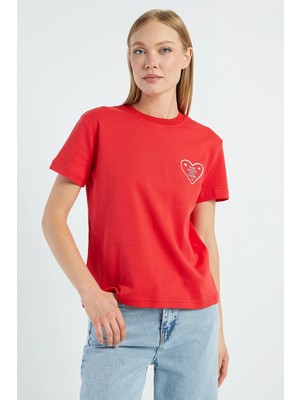 FullaModa More Amore Per Favore Baskılı Tişört