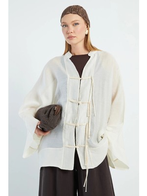 FullaModa Geniş Kol Oversize Transparan Kimono