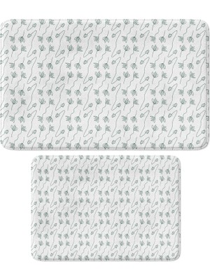 1001 Sevimli Tasarımlı Mikrofiber 2'li Takım Banyo Paspası, Kaymaz Taban, Makinede Yıkanabilir (40X6