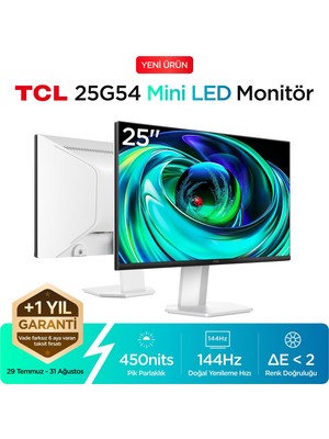 1001 25G54 Ofis ve Çalışma Monitörü 24.5" 144Hz Fhd Mini LED IPS Panel Ev, Okul ve Iş Ekranı (Hdm
