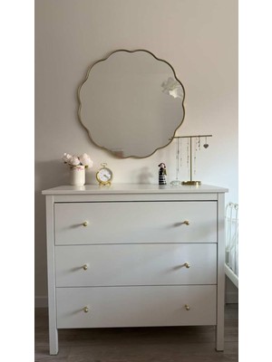 1001 60X60 Dalgalı Duvar Aynası/konsol Aynası/makyaj Aynası Gold/banyo Aynası/çerçeveli Ayna/bohem