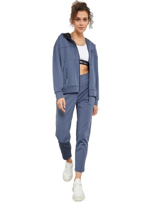 1001 Tommylıfe Indigo Kapüşonlu Gizli Cep Detaylı Standart Kalıp Eşofman Takımı, T10BY-95306