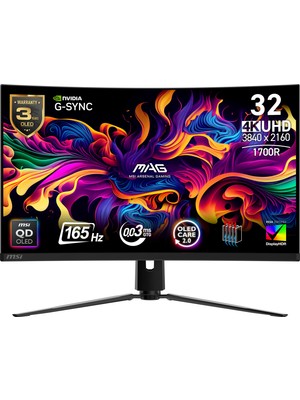 1001 31.5 Mag 321CUP Qd-Oled, Gaming Monitör, Uhd, 16:9 Curve 1700R, Qd-Oled, 165HZ, 0.03MS, G-Sync Comp