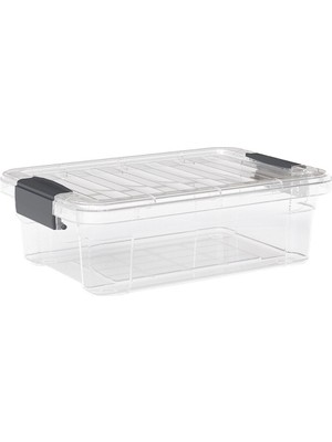 Tuğraçelik Dünya DP-33105-102 Çok Amaçlı Saklama Kutusu 13 Lt - Kilitli Kapak Şeffaf 445X305X135 Mm- 12'li Paket