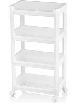 Tuğraçelik Urve UR-3599 Rafty Geniş 4 Katlı Tekerlekli Sepet Organizer Raf Ünitesi 355X220X670 mm