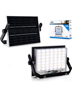 Tuğraçelik ARS-348961 Lmb 200W Güneş Enerjili Solar LED Işık - Projektör ve Fener, 3 Farklı LED Işık
