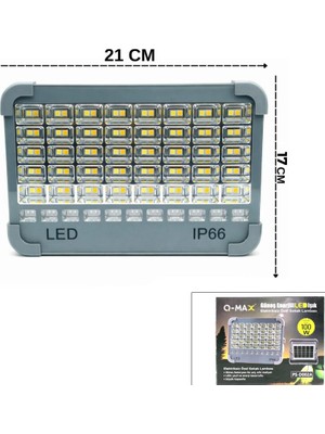 Tuğraçelik Q-Max PS-D002A IP66 Güneş Enerjili Solar LED Işık - Projektör, Powerbank ve Çakarlı