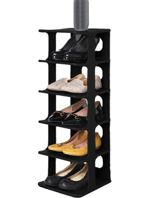 Tuğraçelik Luxury Shoe Rack Siyah 5 Katlı Lüks Plastik Ayakkabılık