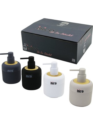 Tuğraçelik Ibico İ21-050 Yuvarlak & Dik Çizgili Bambu & Renkli Plastik Sıvı Sabunluk 425ML- 12'li Paket