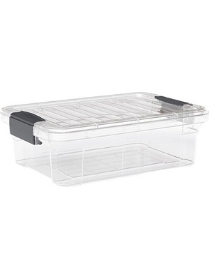 Tuğraçelik Dünya DP-33103-102 Çok Amaçlı Saklama Kutusu 4.25 Lt - Kilitli Kapak Şeffaf 305X210X100 Mm- 12'li Paket