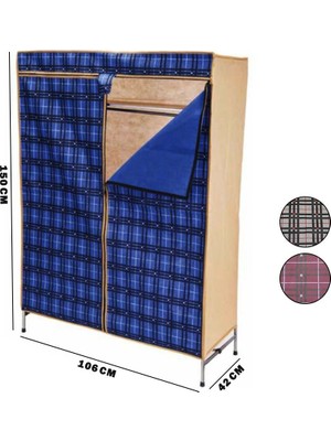 Tuğraçelik Vipas Portatif Gardrop Metal Iskelet Renkli Bez Örtü 42X106X150 cm