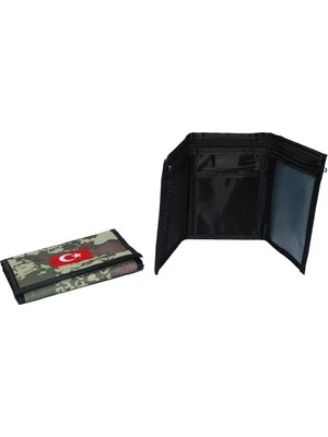 Tuğraçelik Mkm 02-90-18 ASK-102 Cırtlı Bayraklı Türkiye Harita Kamuflaj Desen Asker Cüzdanı- 12'li Paket