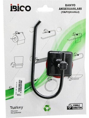 Tuğraçelik Ibico Banyo BNY-708 Siyah Metal Açık Wc Kağıtlık Yapışkanlı Montaj