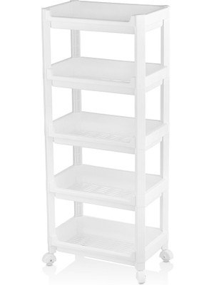Tuğraçelik Urve UR-3600 Rafty Geniş 5 Katlı Tekerlekli Sepet Organizer Raf Ünitesi 355X220X850 mm