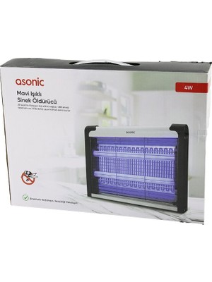 Tuğraçelik Asonic AS-A28 Elektronik Sinek Öldürücü - 4W 2000V, 2 Adet Mavi LED Işık Tüplü, 30 M2 Etki Alanı